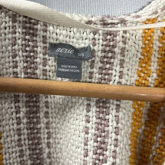 Aerie Striped Yellow and Brown Poncho One Size - Picture 5 of 6